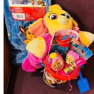 Paw patrol Easter bundle preschool throw 40 x 50 sky  pillow pet ,color book ,